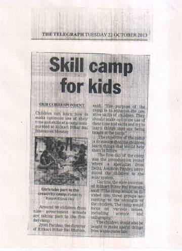 The Telegraph 22 oct 2013 Kilkari bihar bal bhawan inaugurated skill camp