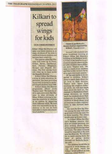 The Telegraph 24 april 2013 kilkari open Nine more centres in patna
