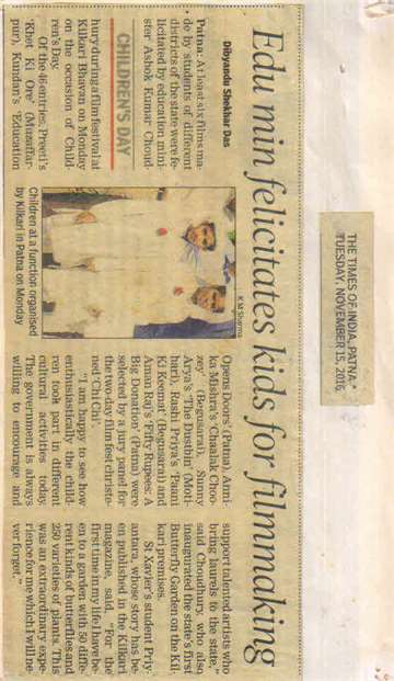 The times of india 15 nov 2016 children at function organised by kilkari patna film festival